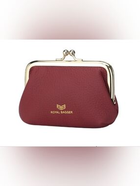 Royal Bagger RFID Leather Kisslock Wallet In Cranberry